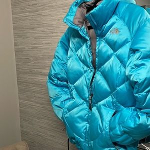 North Face shinny blue  puffy coat
